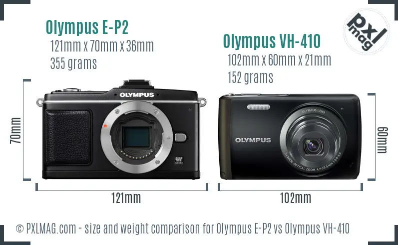 Olympus E-P2 vs Olympus VH-410 size comparison
