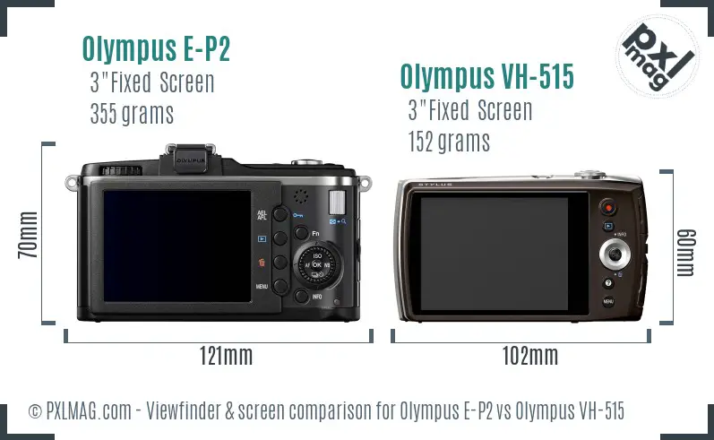 Olympus E-P2 vs Olympus VH-515 Screen and Viewfinder comparison