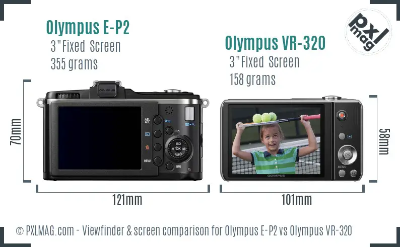Olympus E-P2 vs Olympus VR-320 Screen and Viewfinder comparison