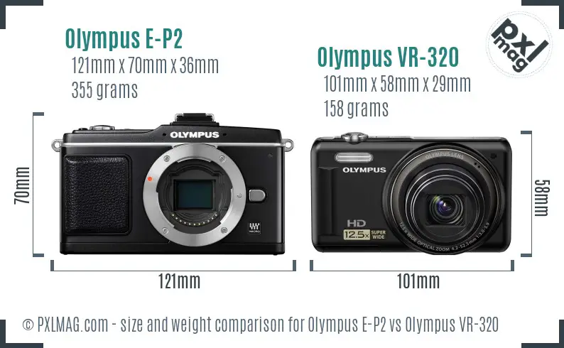 Olympus E-P2 vs Olympus VR-320 size comparison