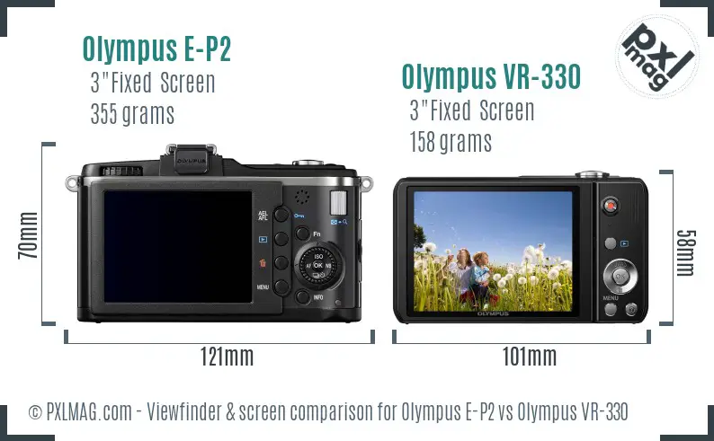 Olympus E-P2 vs Olympus VR-330 Screen and Viewfinder comparison