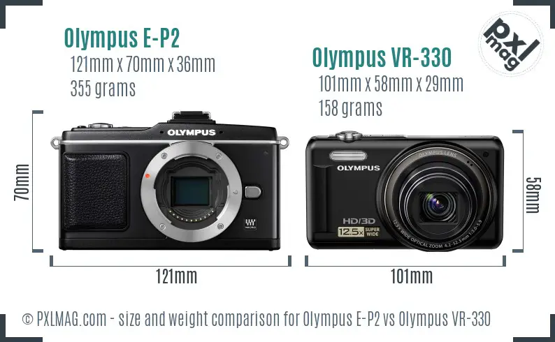 Olympus E-P2 vs Olympus VR-330 size comparison