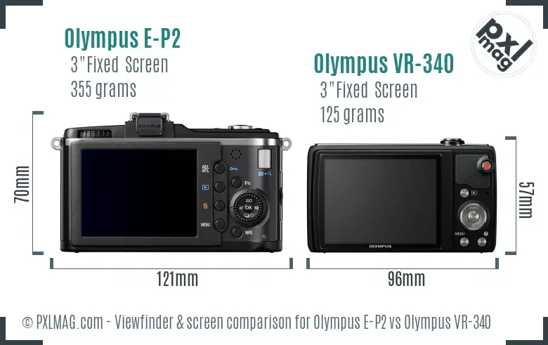 Olympus E-P2 vs Olympus VR-340 Screen and Viewfinder comparison
