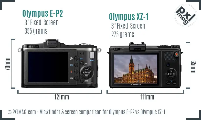 Olympus E-P2 vs Olympus XZ-1 Screen and Viewfinder comparison