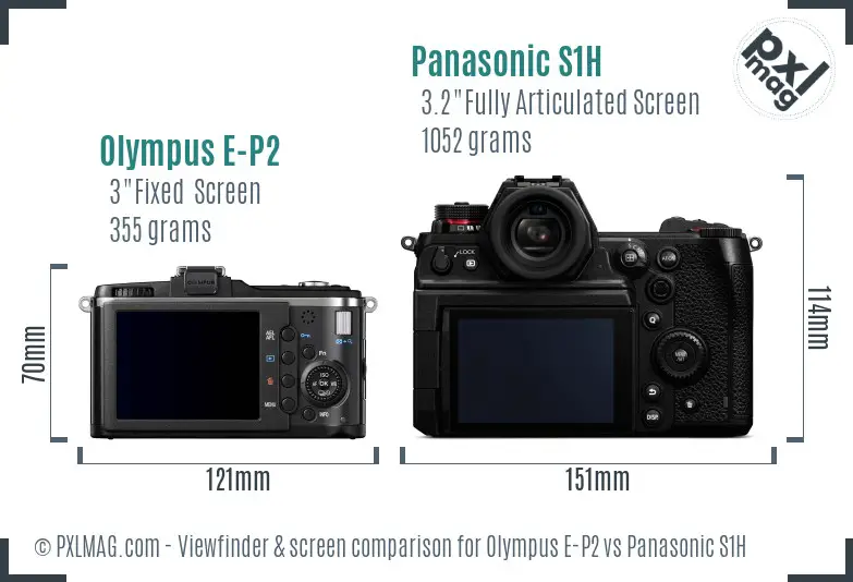 Olympus E-P2 vs Panasonic S1H Screen and Viewfinder comparison