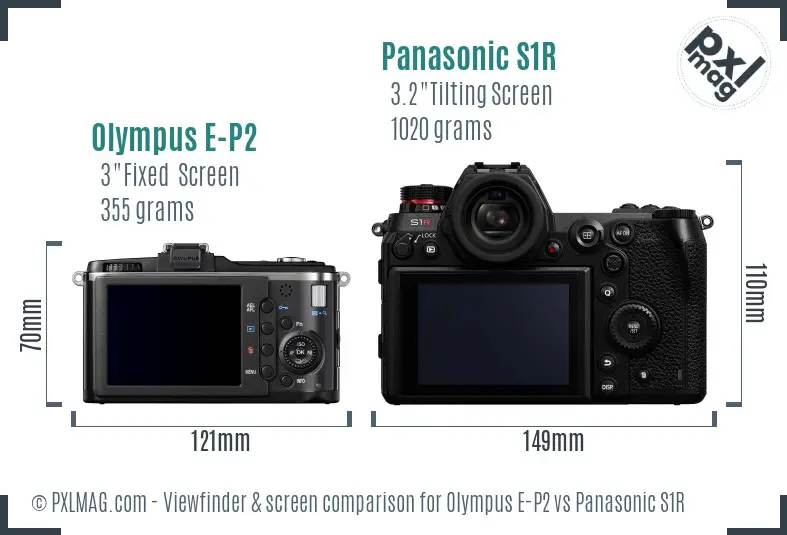 Olympus E-P2 vs Panasonic S1R Screen and Viewfinder comparison