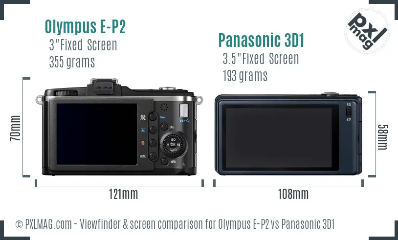 Olympus E-P2 vs Panasonic 3D1 Screen and Viewfinder comparison
