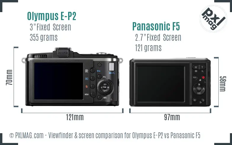 Olympus E-P2 vs Panasonic F5 Screen and Viewfinder comparison