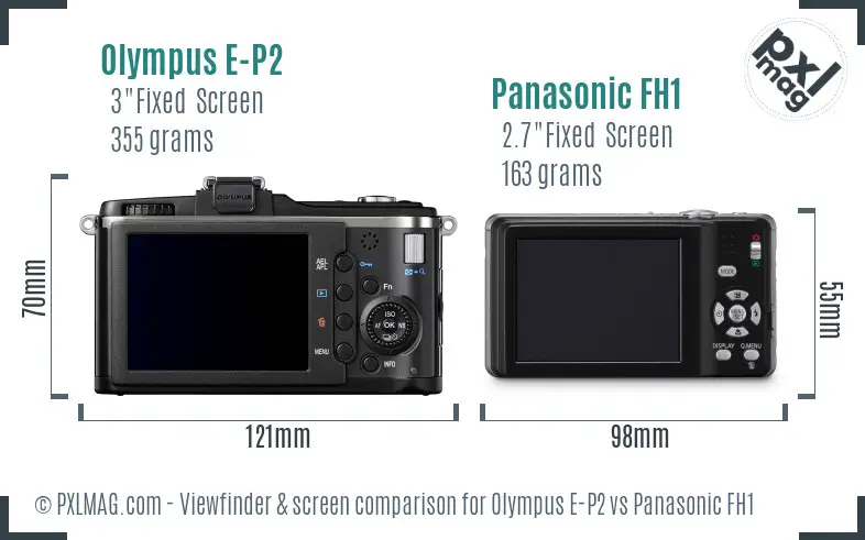 Olympus E-P2 vs Panasonic FH1 Screen and Viewfinder comparison