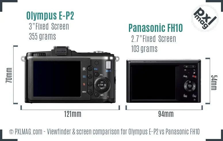 Olympus E-P2 vs Panasonic FH10 Screen and Viewfinder comparison