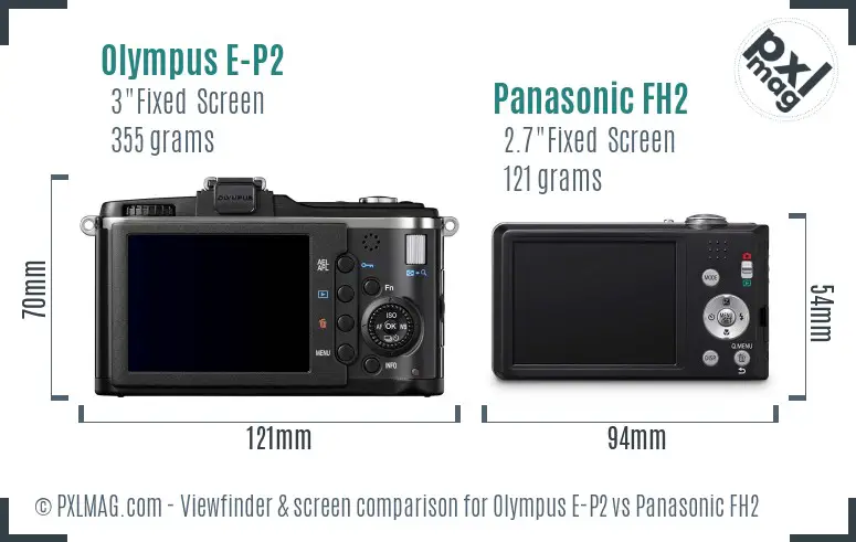 Olympus E-P2 vs Panasonic FH2 Screen and Viewfinder comparison