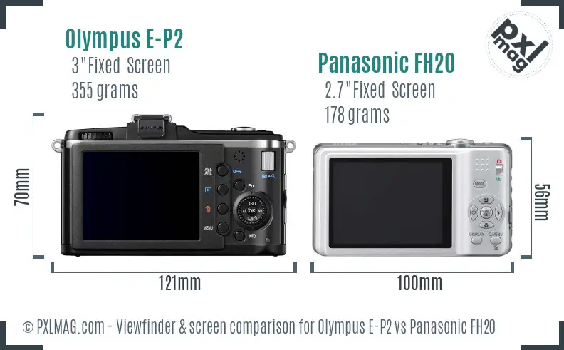 Olympus E-P2 vs Panasonic FH20 Screen and Viewfinder comparison