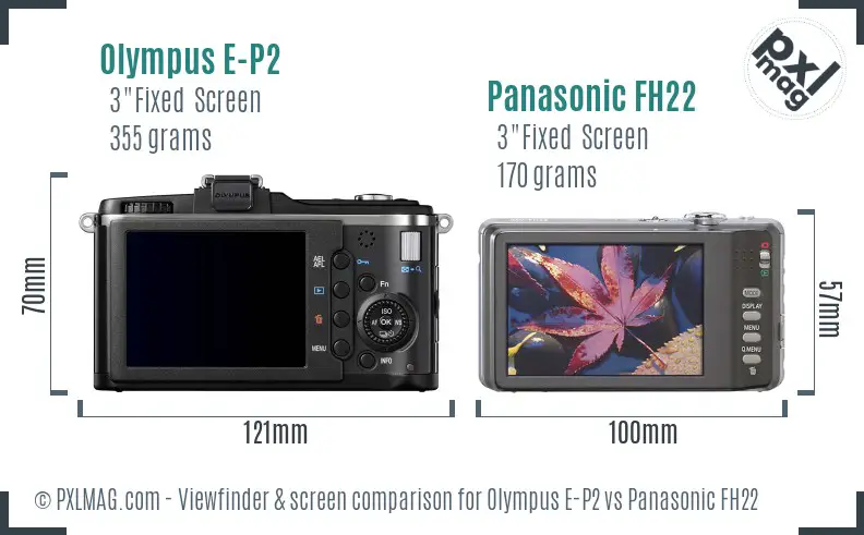 Olympus E-P2 vs Panasonic FH22 Screen and Viewfinder comparison