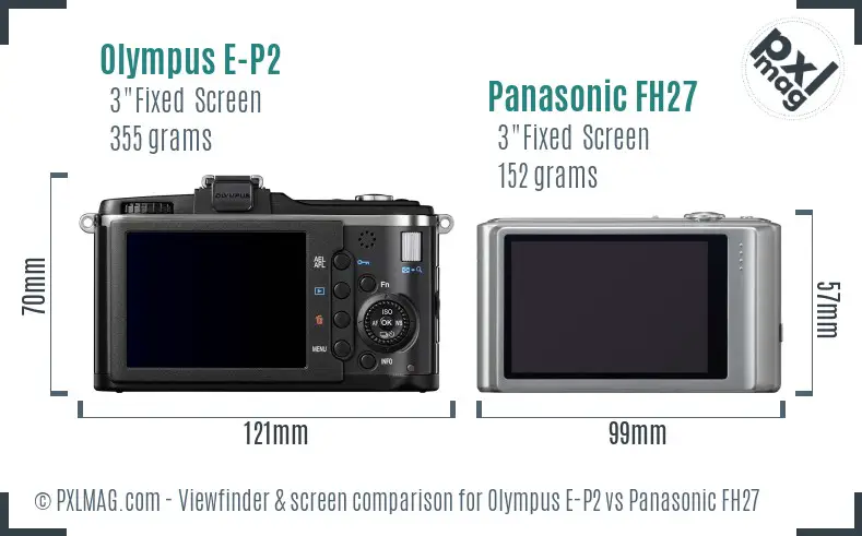 Olympus E-P2 vs Panasonic FH27 Screen and Viewfinder comparison