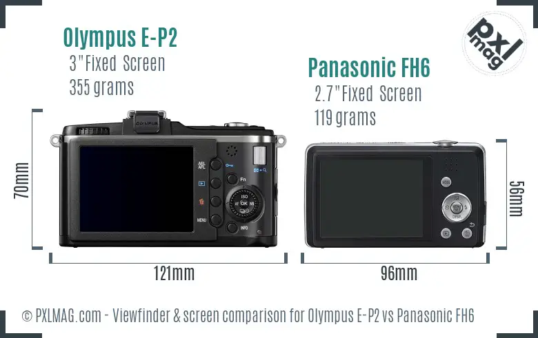 Olympus E-P2 vs Panasonic FH6 Screen and Viewfinder comparison