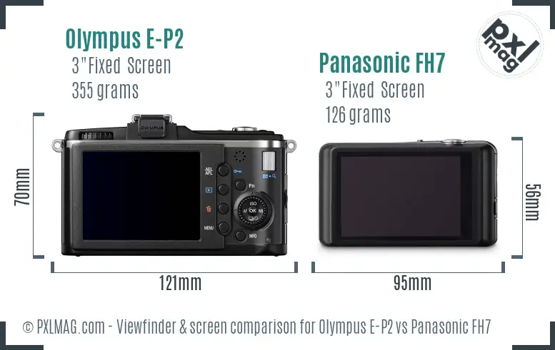 Olympus E-P2 vs Panasonic FH7 Screen and Viewfinder comparison