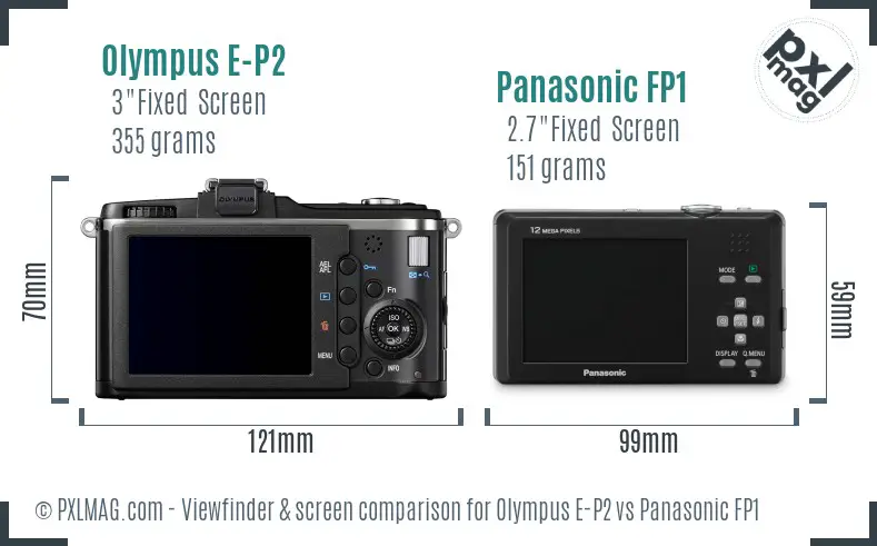 Olympus E-P2 vs Panasonic FP1 Screen and Viewfinder comparison