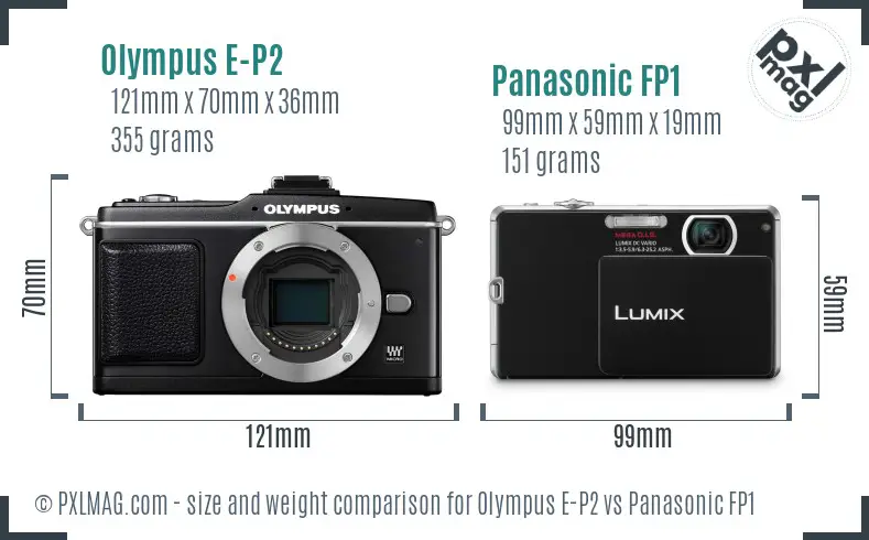 Olympus E-P2 vs Panasonic FP1 size comparison