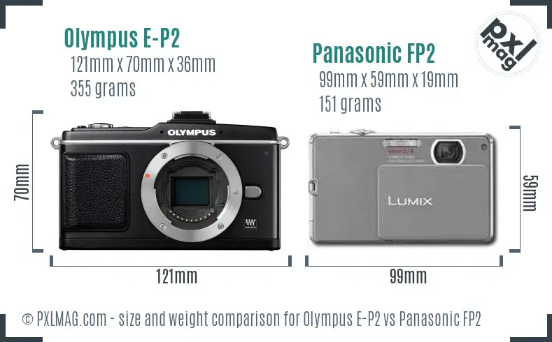 Olympus E-P2 vs Panasonic FP2 size comparison