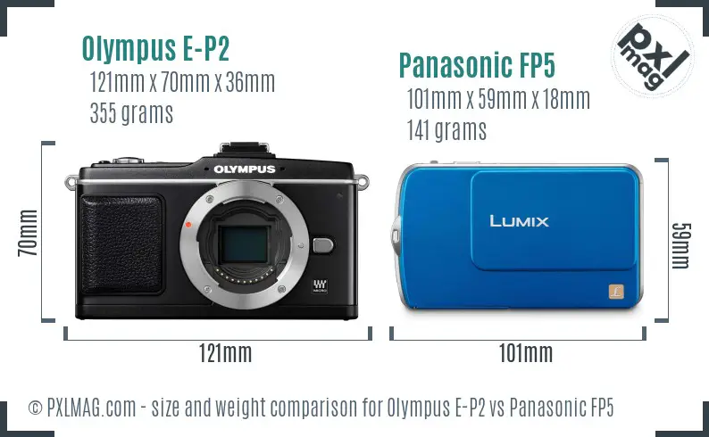 Olympus E-P2 vs Panasonic FP5 size comparison