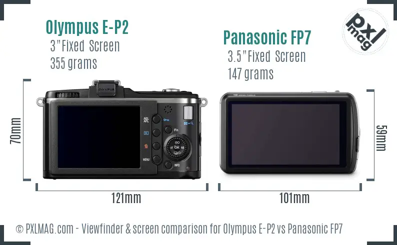 Olympus E-P2 vs Panasonic FP7 Screen and Viewfinder comparison