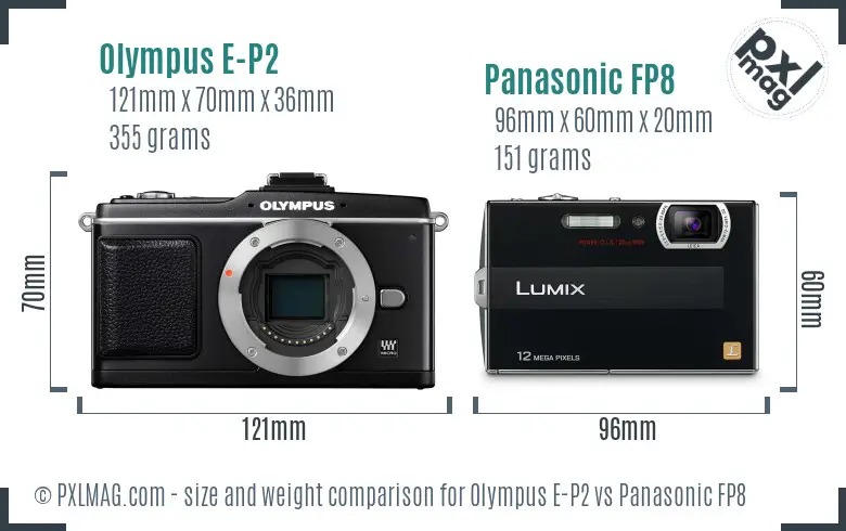 Olympus E-P2 vs Panasonic FP8 size comparison