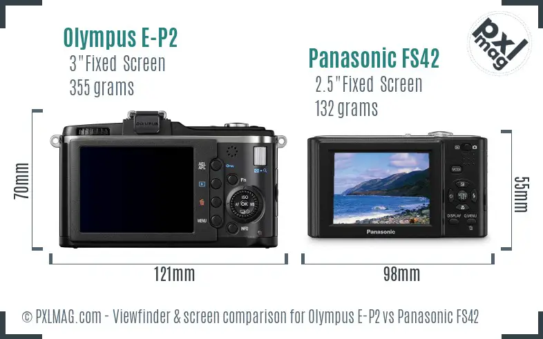 Olympus E-P2 vs Panasonic FS42 Screen and Viewfinder comparison