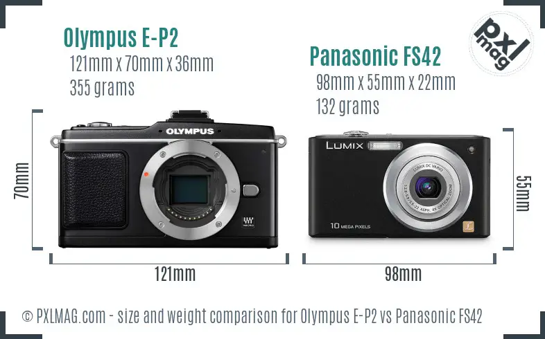 Olympus E-P2 vs Panasonic FS42 size comparison