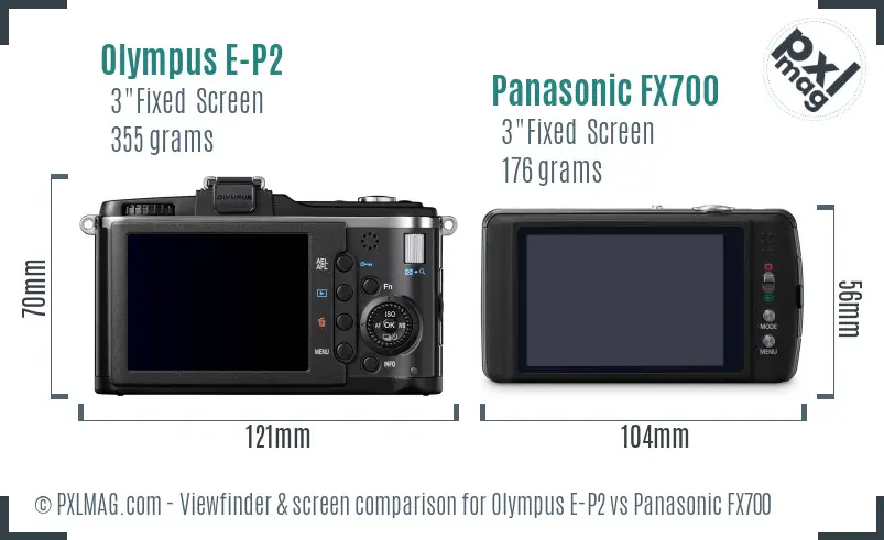 Olympus E-P2 vs Panasonic FX700 Screen and Viewfinder comparison