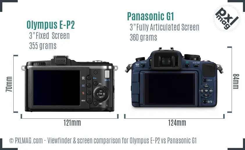 Olympus E-P2 vs Panasonic G1 Screen and Viewfinder comparison