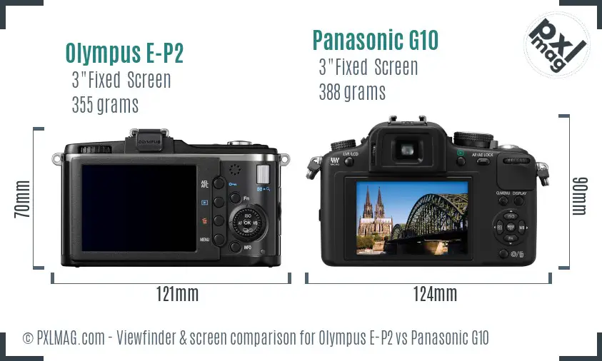 Olympus E-P2 vs Panasonic G10 Screen and Viewfinder comparison