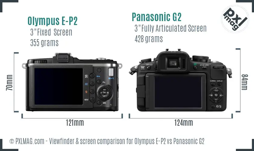 Olympus E-P2 vs Panasonic G2 Screen and Viewfinder comparison