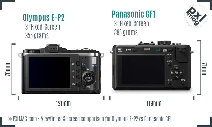 Olympus E-P2 vs Panasonic GF1 Screen and Viewfinder comparison
