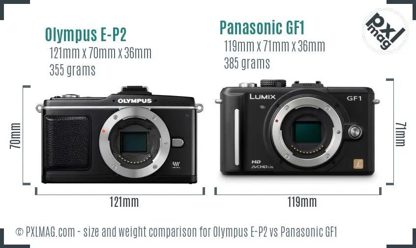 Olympus E-P2 vs Panasonic GF1 size comparison