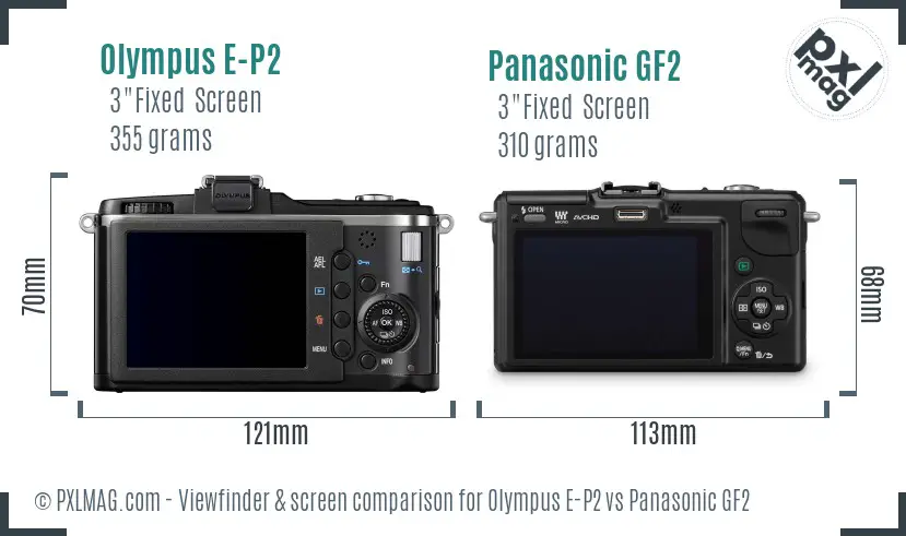 Olympus E-P2 vs Panasonic GF2 Screen and Viewfinder comparison