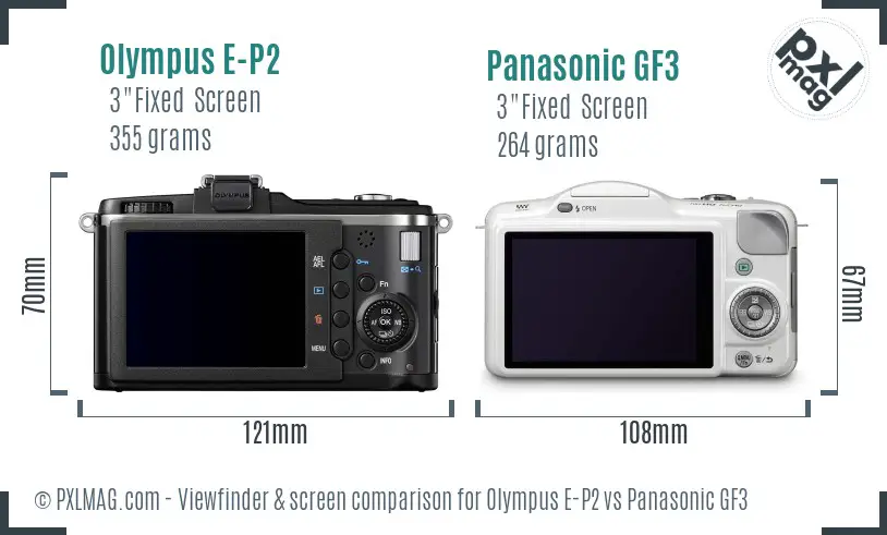 Olympus E-P2 vs Panasonic GF3 Screen and Viewfinder comparison