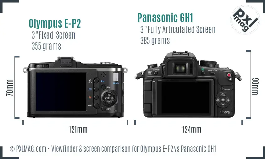 Olympus E-P2 vs Panasonic GH1 Screen and Viewfinder comparison