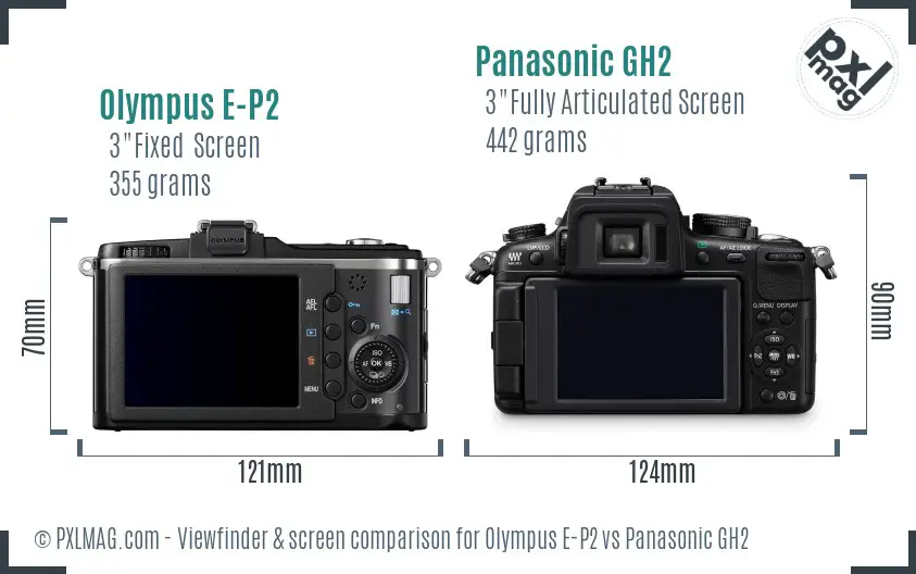 Olympus E-P2 vs Panasonic GH2 Screen and Viewfinder comparison