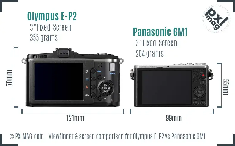 Olympus E-P2 vs Panasonic GM1 Screen and Viewfinder comparison