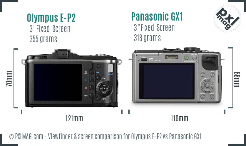 Olympus E-P2 vs Panasonic GX1 Screen and Viewfinder comparison