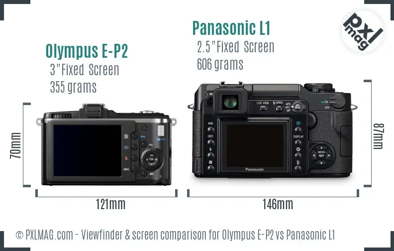 Olympus E-P2 vs Panasonic L1 Screen and Viewfinder comparison
