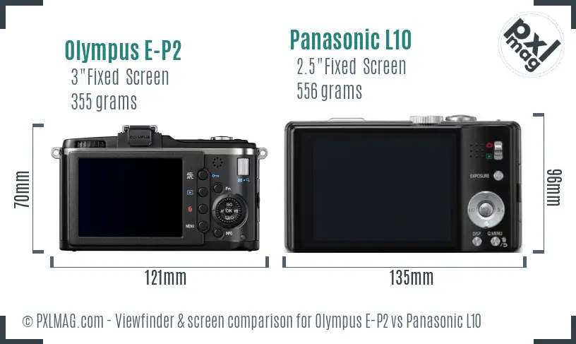 Olympus E-P2 vs Panasonic L10 Screen and Viewfinder comparison