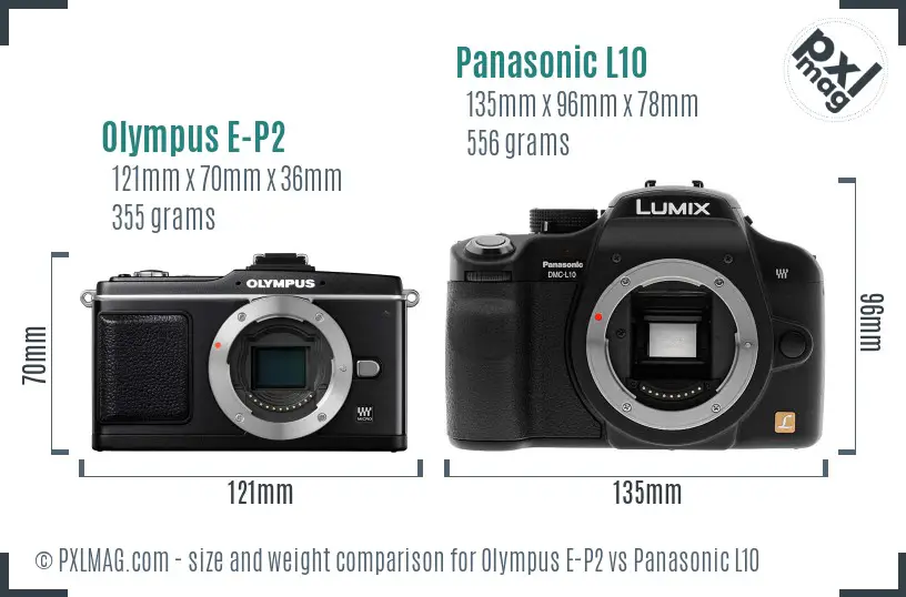 Olympus E-P2 vs Panasonic L10 size comparison