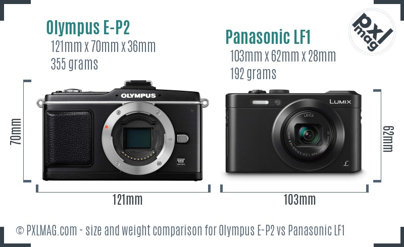 Olympus E-P2 vs Panasonic LF1 size comparison
