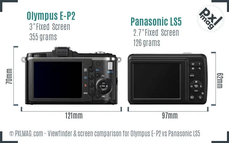 Olympus E-P2 vs Panasonic LS5 Screen and Viewfinder comparison
