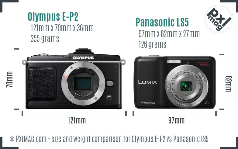 Olympus E-P2 vs Panasonic LS5 size comparison