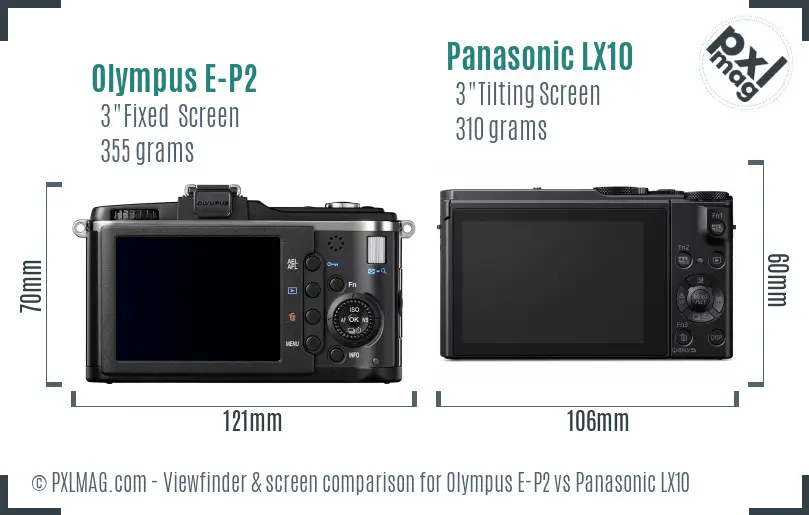 Olympus E-P2 vs Panasonic LX10 Screen and Viewfinder comparison