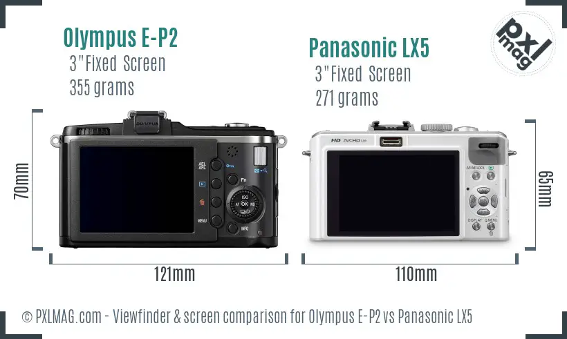 Olympus E-P2 vs Panasonic LX5 Screen and Viewfinder comparison