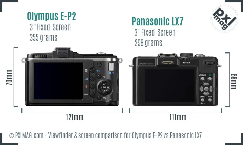 Olympus E-P2 vs Panasonic LX7 Screen and Viewfinder comparison