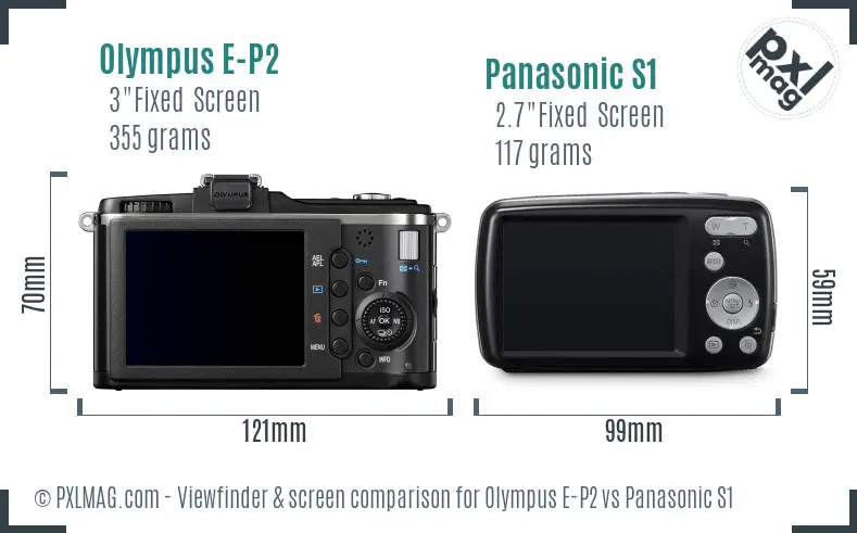 Olympus E-P2 vs Panasonic S1 Screen and Viewfinder comparison